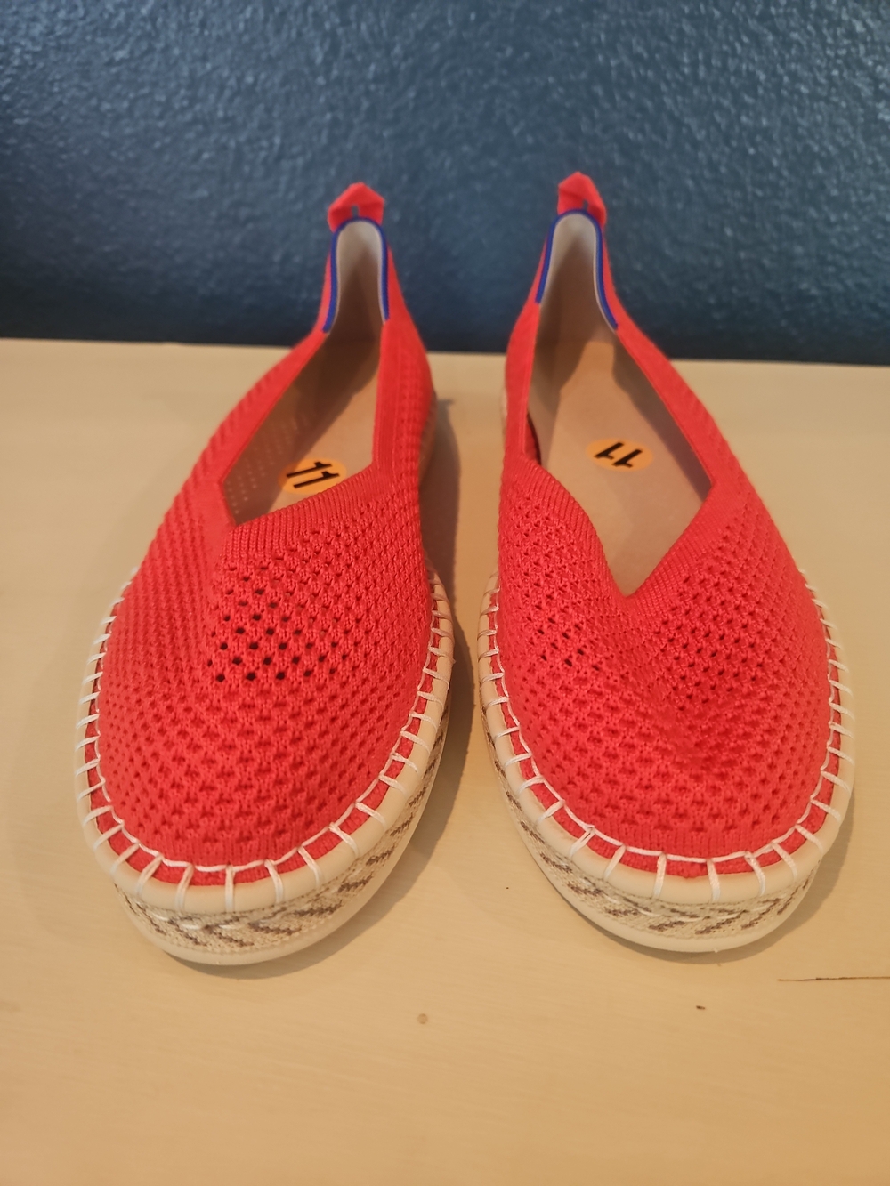 NEW No Box Rothy's Red Knit Espadrille Slip-Ons